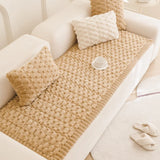 Thicken Honeycomb Flannel Couch Mat Quilting Anti-Slop Sofa Cover, Simplized Design Sofa Seat Pad Multiuse Washable Sofa Towel