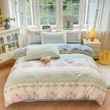 Popxstar  Floral Printed Duvet Cover 1Piece- 100% Cotton Luxury Bedding, Pre-Washed for Softness, for Bedroom Decor - Zipper Closure