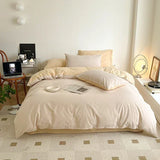Popxstar  Simple Fresh Queen Bedding Set 100% Cotton Soft Comfortable Duvet Cover Set with Sheets Quilt Cover and Pillow Covers Bed Sets