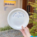 Popxstar Ele White Cerc Western Dinner Plate with  Knot Simple Design Oval ape Fi Plate Home Use Cake Serving Di