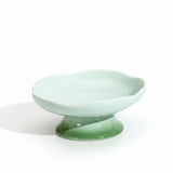 Floral Design Flower Shape Ceramic Cat Bowl Anti-Tip Anti-Slip Elevated Cat Bowl Tall Footed Oblique Mouth Raised Pet Bowl Cats