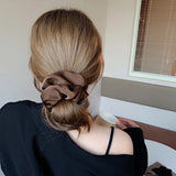 Popxstar Korean Woman Big Elegant Silk Elastics Hair Band Girls Solid Color Scrunchies Hair Ties Ladies Ponytail Hold Hair Accessories