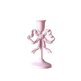 popxstar French Retro Pink Bow Candle Holder Decoration Dining Table Club Villa Decoration Crafts Wedding Photography Candle Props
