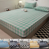 Popxstar Cotton Fitted Sheet Soild Color with Elastic Band Non Slip Adjustable Mattress Cover Soft Comfortable for Double King Queen Size