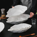 Popxstar  1PC Ceramic Sashimi Plate Creative Oyster Shaped Salad Plate Artistic Concept Cuisine Specialty Plate Hotel Tableware