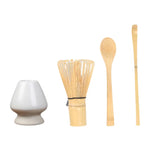 Popxstar  4pcs/Set Traditional Matcha Starter Set, Bamboo Whisk (Chasen), Scoop (Chashaku), Chasen Stand, Basic Matcha Tea Making Kit