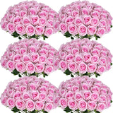 Popxstar 100 Pieces Artificial Roses Flowers Fake Silk Roses Bouquet for Table Centerpiece Vases Wedding Party Decor