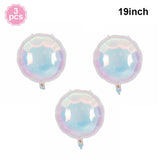 Popxstar  19Inch Foil Star Heart Round Balloons Transparent Iridescent Balloons for Mermaid Theme Birthday Disco Party Wedding Decorations