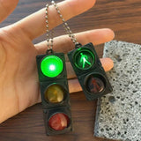 Popxstar 1/2Pcs Simulation Electronic Traffic Light Keychain Pendant Mini Pedestrian Light LED Light-emitting Toy Kids Cognitive Toy Gift
