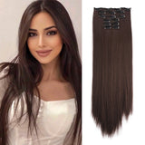 Popxstar Synthetic Clip In Hair Extensions 6PCS Hair Extensions 24 Inch Long Straight 16 Clip On Hairpieces For Women Girls