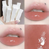 Popxstar Red Lip Tint Black White Tube Lipstick Light Watery Lip Glaze Soft Mist Lip Gloss Moisture Lipstick 1pcs Mirror Watery