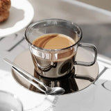 Popxstar  Retro Light Luxury Glass Coffee Cup Office Kitchen Household mug and Dish Set Transparent Tea Cup Set Afternoon Tea Cup Set Gift