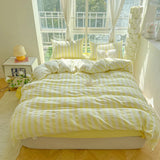 Popxstar  Nordic Bedding Set Ins Popular Striped Duvet Cover Set Bed Sheets Set Single Twin Full Queen Size Skin-Friendly Soft Bedding