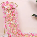 Popxstar Artificial Flowers Cherry Blossoms Vines Silk Flowers Sakura Rattan Christmas Ornament Hanging Garland Wedding Home Decoration