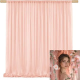 Popxstar  2pcs 5ft x10ft Chiffon Backdrop Curtains, 2 Layer Sheer Fabric Backdrop Drapes Drapes for Bridal Shower Wedding Arch Party Decor