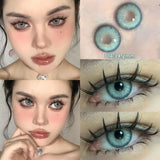 Popxstar 1 Pair(2pcs) Blue Contact Lenses Myopia Pupils With Diopters Fashion Lenses for Eyes Color Lenses Prescription Lenses