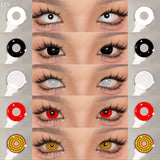 Popxstar  1 Pair Cosplay White Colored Contact Lenses Black Lenses Halloween Beauty Makeup Lens Vampire Red Lenses Anime Colorcon