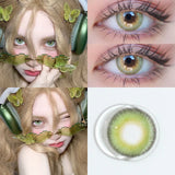 Popxstar  1 Pair Hot Selling Color Contact Lenses With Prescription Myopia Lenses Green Lens for Women Makeup Yearly Fast Shipping