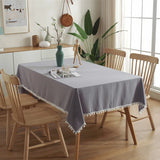 Popxstar Christmas Green Cotton Rectangle Tablecloth Tassel Washable Table Cover for Kitchen Dinning Picnic New Year Christmas Decoration