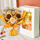 Popxstar  Hand Knitted Flower Bouquets Graduation Flower Bouquet Crochet Flowers Bouquet Finished Flower Bouquet Graduation Ceremony Gifts