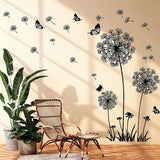 Popxstar Black Dandelion Wall Stickers Butterflies On The Wall Living Room Bedroom Glass Window Decoration Mural Art Home Decor Decals