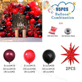 Popxstar Burgundy Wine Red Balloons Garland Arch Kit Red Ballon Exploding Star Foil Baloon Valentines Day Decorations Wedding Party Decor