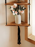 Popxstar Wooden Corner Shelf Wall Decor Pot Storage Display Stand Macrame Floating Shelf Wall Organizer Boho Room Nordic Home Decoration