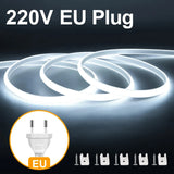 Popxstar 110V 220V Super Bright COB LED Strip with Switch FOB Tape Ribbon EU US Plug 35M 30M 25M 20M 15M 10M Neon Lights For Kitchen Room