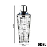 Popxstar  Glass Cocktail Shaker Martini Hand Shaker Cup with Scales 400/600ml Milk Tea Lemon Tea Wine Drink Shaker Mixer Bar Tool