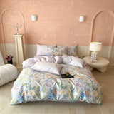 Popxstar  1000TC Egyptian Cotton Flowers Plant Prints Bedding Set Single Double Queen King Size Duvet cover Set Bed Sheet Pillowcases 4Pcs