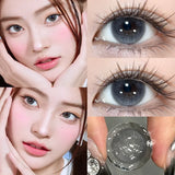 2PCS Korea NEW Contact Lens For Myopia Degree -0.00 to -8.00 Makeup Natural Grey Lens Fashion Style Brown Eye Lenses