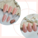 Popxstar  Nude Color Press On Nails 24Pcs Short Almond Fake Nails White French Tip Wearable False Nails Patches Women Girls DIY Manicure