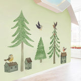 Popxstar Large Fresh Forest Tree Wall Stickers Self-adhesive Paper Bedroom Home Decor Living Room Background Wall Porch Decoration