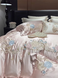 Popxstar  High Precision Damask Egyptian Cotton Flower Embroidery Luxury 4/5Pcs Bedding Set Duvet Cover Flat/Fitted Bed Sheet Pillowcases