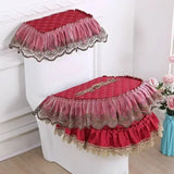 3D Embroidered Toilet Seat Mat Lace Ruffle Edge Toilet Cover Zipper Style Thick Universal Toilet Seat Cushions
