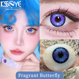 Popxstar  1 Pair New Style Color Contact Lenses with Diopter Myopia Eyes Cosplay Blue Fragrant Butterfly Contacts Lens Makeup YearK