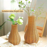 Popxstar  Handmade vintage creative imitation rattan floor vase. Indoor decoration, balcony coffee table flower arrangement tube