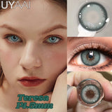 Popxstar  1 Pair Colored Contact Lenses Natural Brown 14.5mm Big Eyes Contacts Cosmetics Green Eye Color Lens Gray Lens Women Makeup
