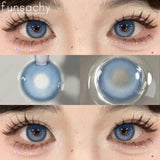 Popxstar  2pcs Myopia Lenses Black Color Contact Lenses with Prescription Degree 14.5mm Natural Soft Contact Lens for Eyes Yearly