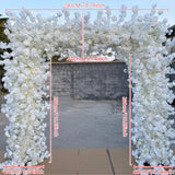 Popxstar White Cherry Blossom Rose Flower Row Runner Wedding Background Arch Deco Floral Arrangement Hanging Flower Row Centerpieces Ball