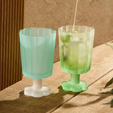 Popxstar  225ml French Style Drinkware Glass Cup Petal Wine Glass Household Short Footed Cocktail Ice Cream Cup Dopamine Drinking Utensils