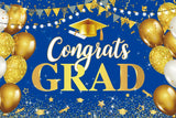 Popxstar Graduation Backdrop Congrats Gold Class of Grad Photocall Decoration Photography Background Photo Banner