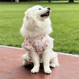 Skin Friendly Cool Dog Sleeveless Skirt Cute Fruit Flower Pattern Loose Fit Sun Protection Vest Outfit For Large Breed Dogs