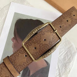 Popxstar 1pc Brown Floral Embossed Belt, Vintage American Y2K Style, DistressedDenim Accessory, Casual Ethnic Artisan Leather Belts For W