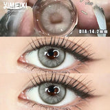Popxstar 2-Piece Green Contact Lenses Grey Beautiful Pupil Soft Purple Color Lenses Myopia Degree Makeup Lens London Fog Grey