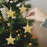 Popxstar Gold Glitter Star Ornaments Christmas Tree Hanging Pendant Christmas Decorations for Home Navidad New Year Party DIY Gift
