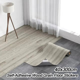 40x300cm Self-Adhesive Wood Grain PVC Stickers Thickened Waterproof Floor Wall Decals for Indoor Home Decor Easy Peel Stick