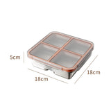 304 Stainless Steel Mini Compartment Lunch Box 4 Grid Square Microwave-safe Ice Cube Tray Leak-Proof Insulated Lunch Box