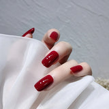 popxstar Long Ballet Press on Nails Red Rose Flower Designed Full Cover Fake Nails French Style Wearable False Nails Tips for Women