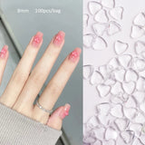 Popxstar 100pcs Clear Crystal Rhinestones Jewelry 3D Love Heart Nail Charm for Nail Art Decoration Clear Resin Valentine's Day Nail Parts